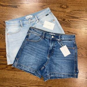 NWT 2PR CELLO Mid-Waist Cargo Jean Shorts Sz S